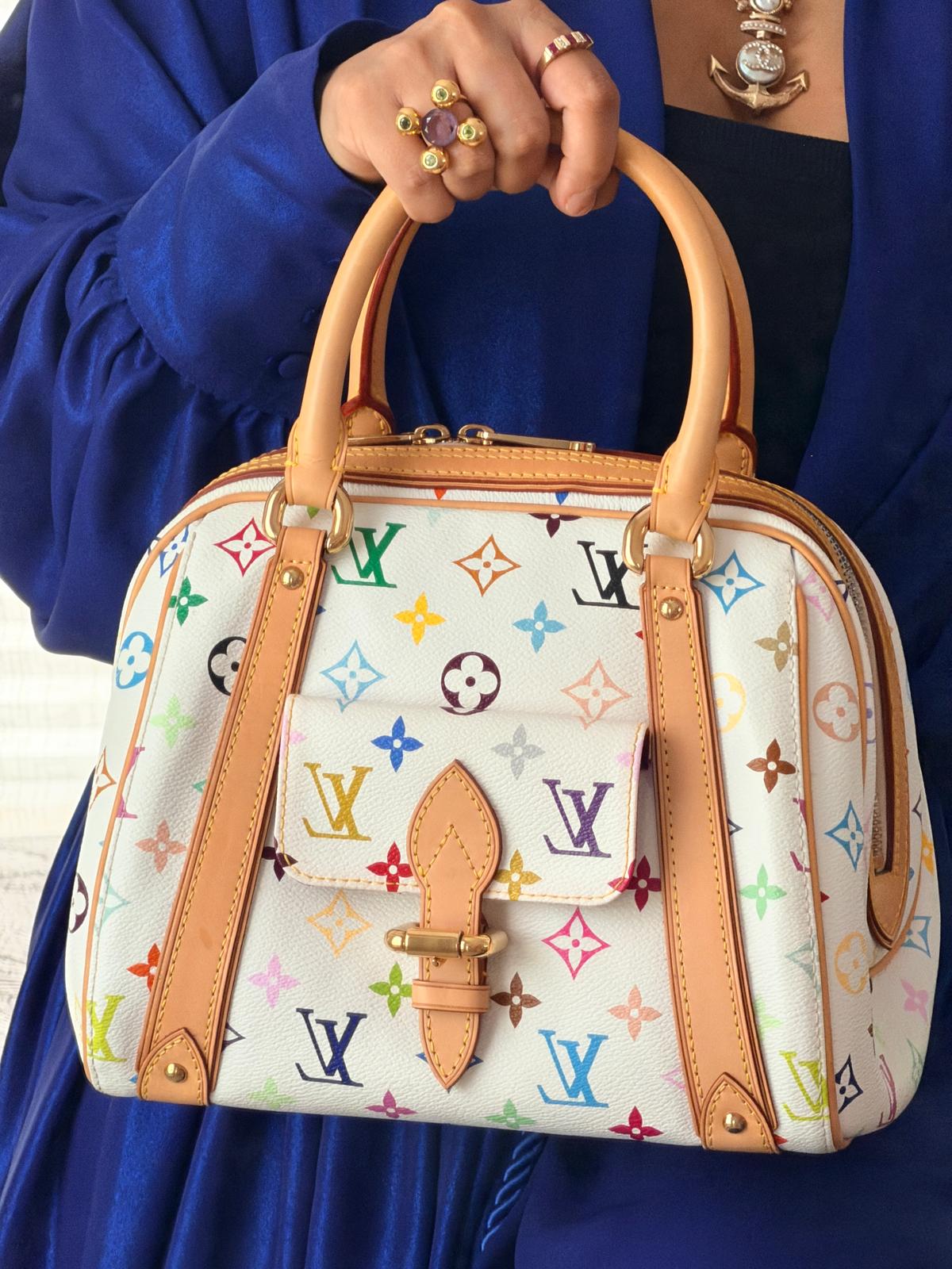 Louis Vuitton Takashi Murakami Priscila Monogram White Leather Gold Hardware