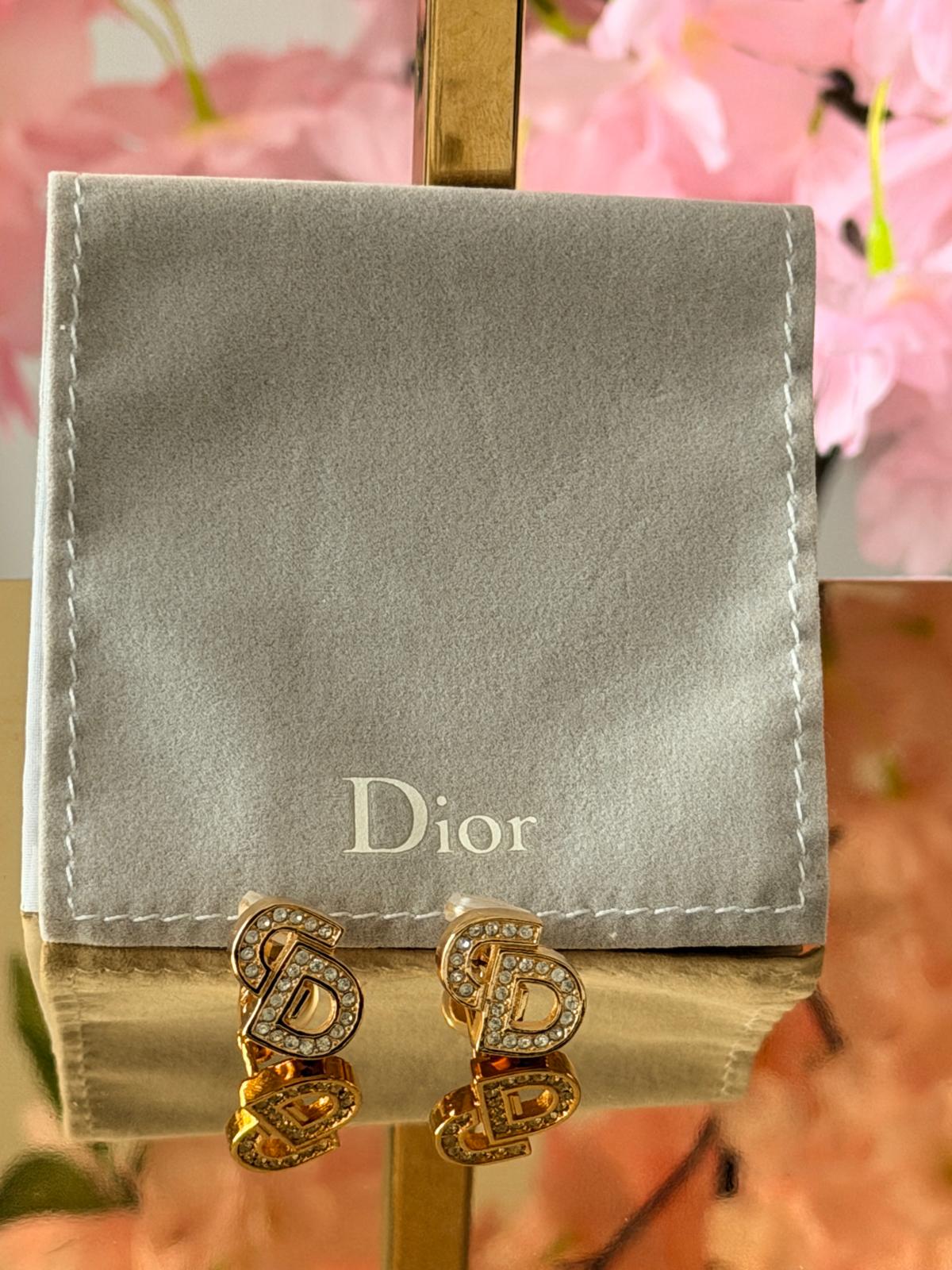 Christian Dior CD Gold Plated Clip On Earrings