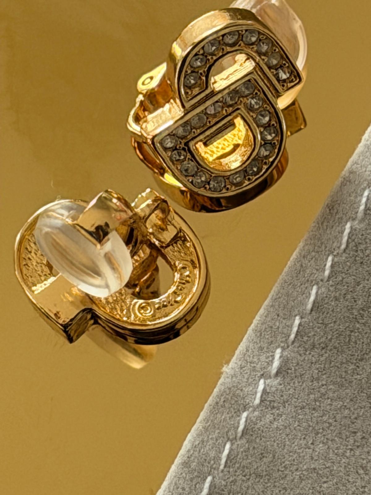 Christian Dior CD Gold Plated Clip On Earrings