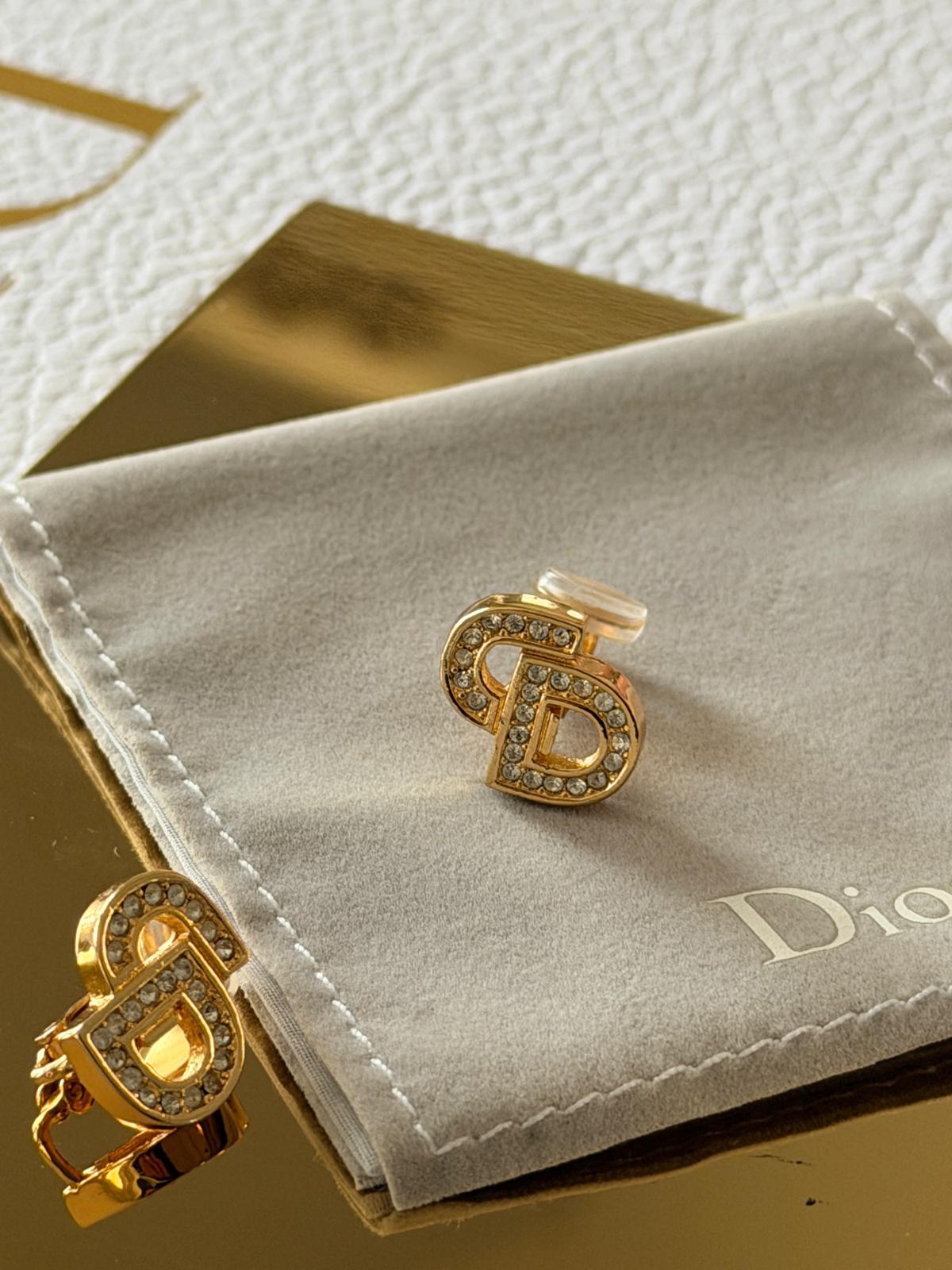 Christian Dior CD Gold Plated Clip On Earrings