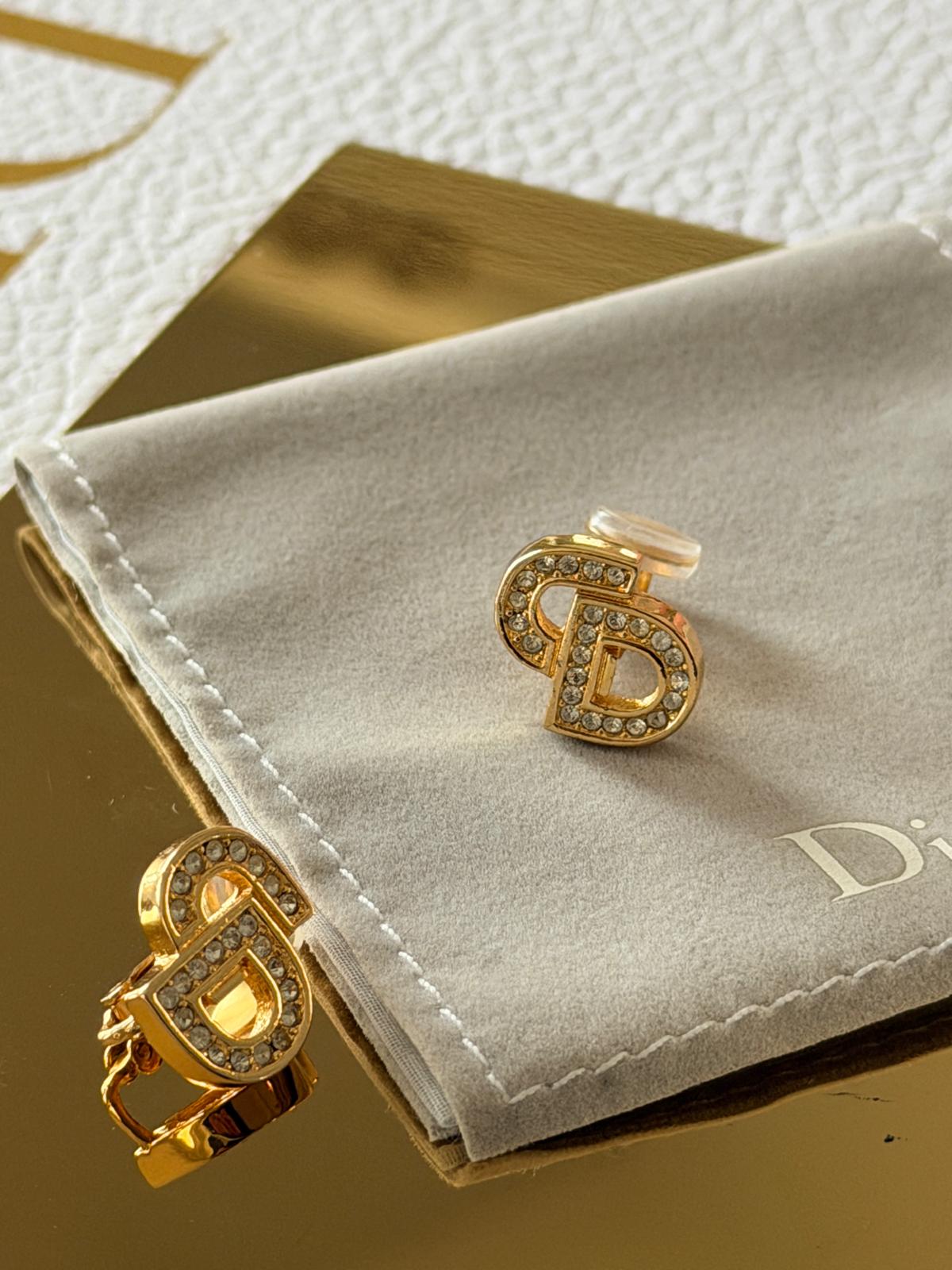 Christian Dior CD Gold Plated Clip On Earrings