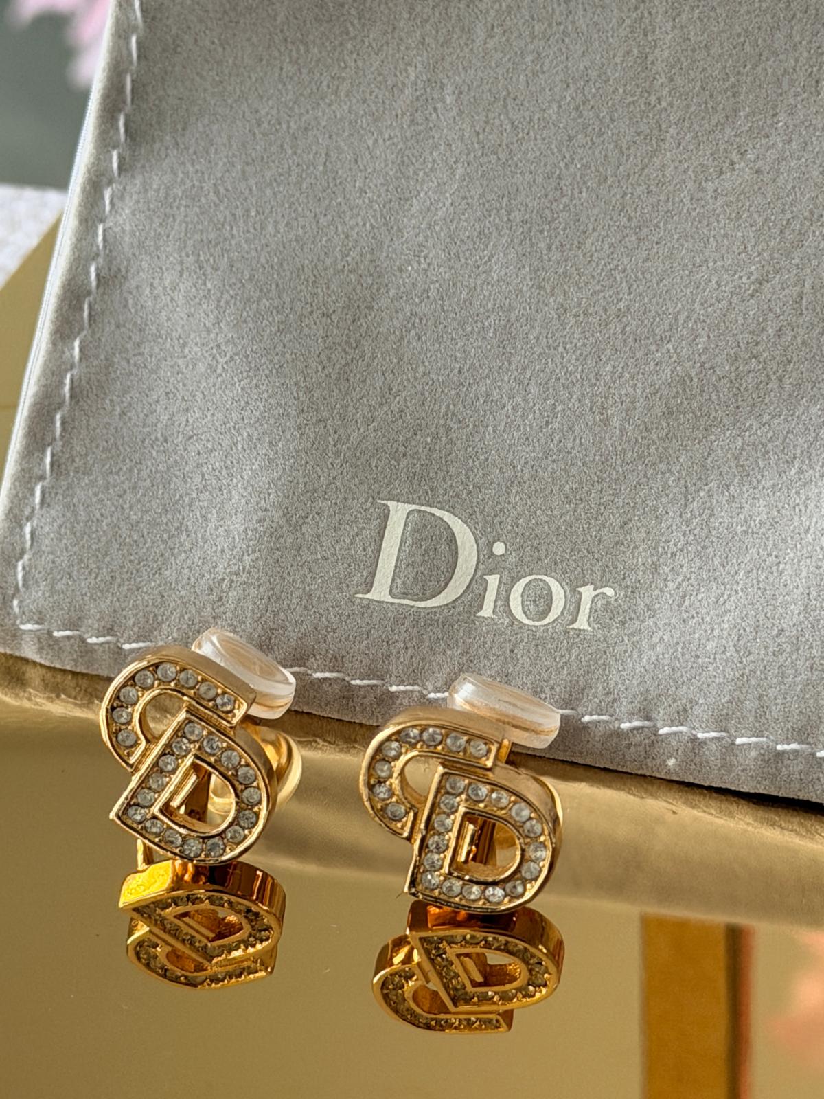 Christian Dior CD Gold Plated Clip On Earrings