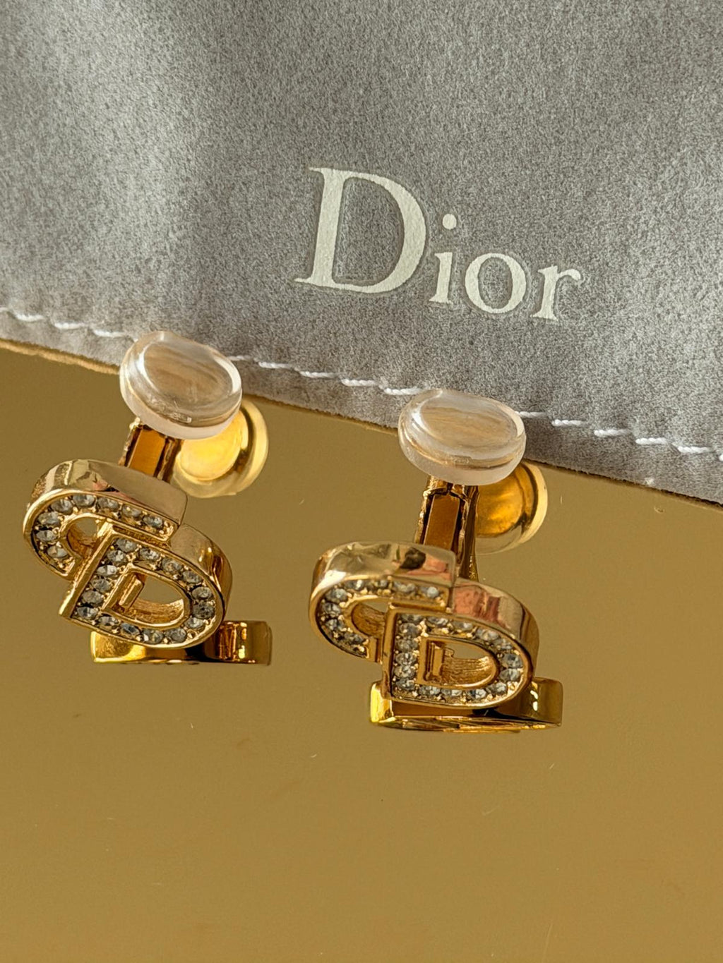 Christian Dior CD Gold Plated Clip On Earrings