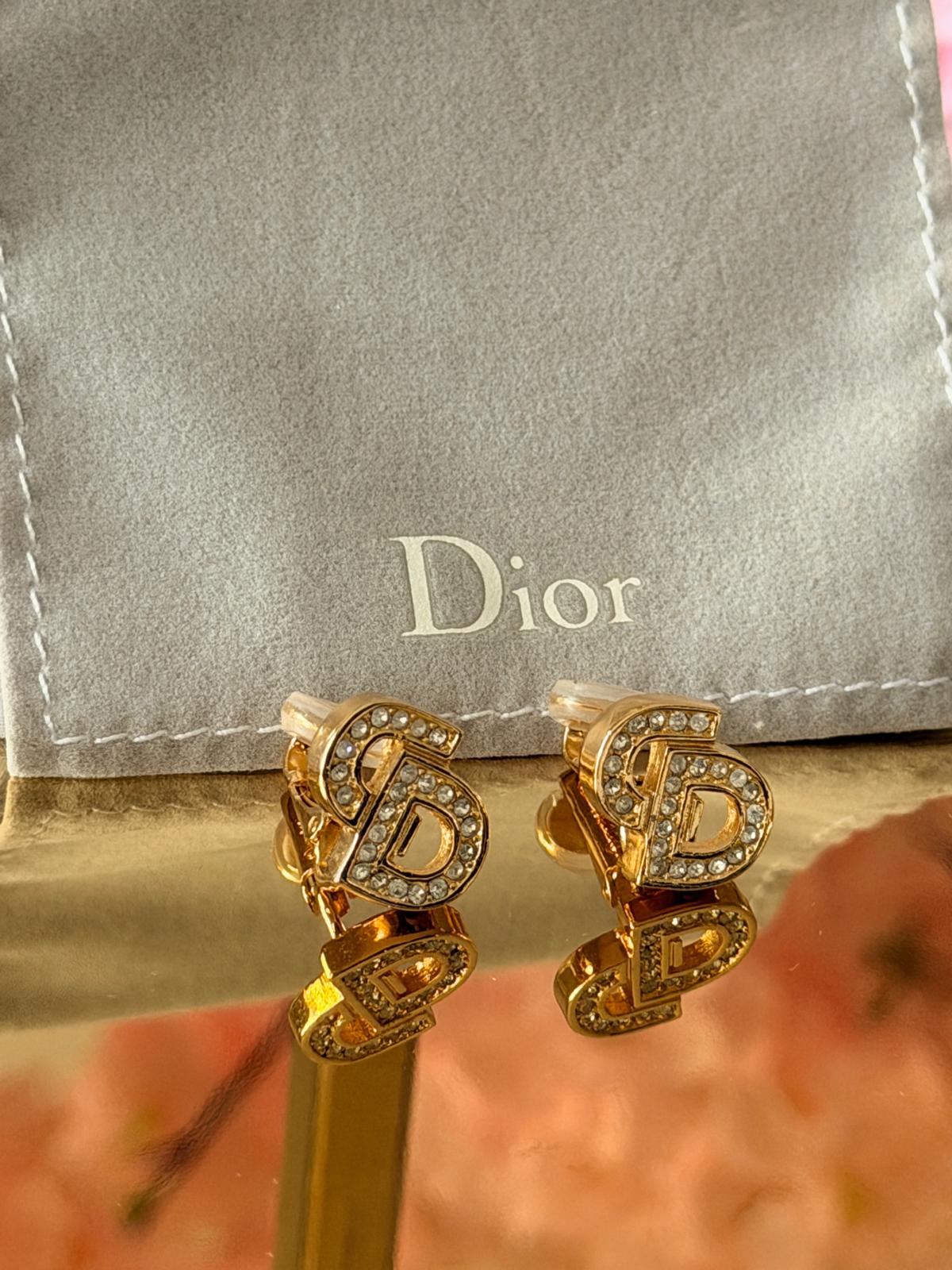 Christian Dior CD Gold Plated Clip On Earrings