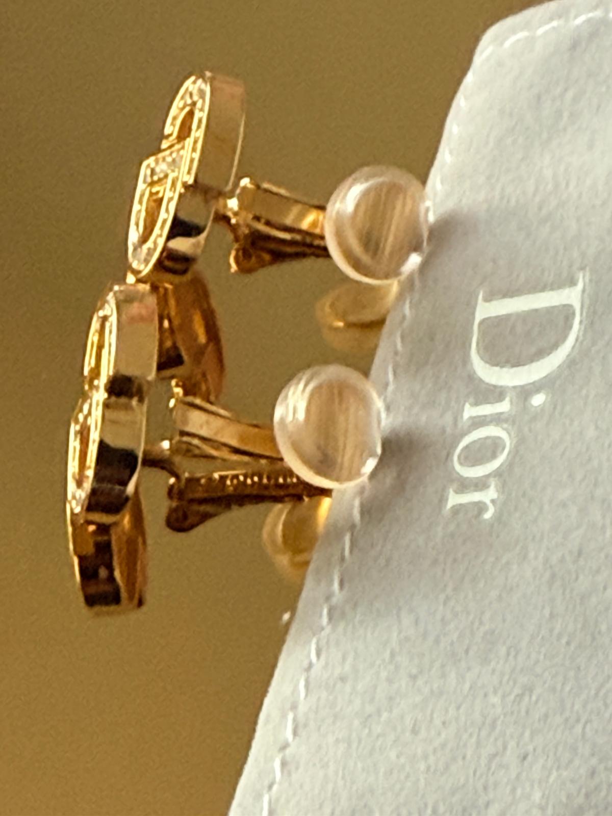 Christian Dior CD Gold Plated Clip On Earrings