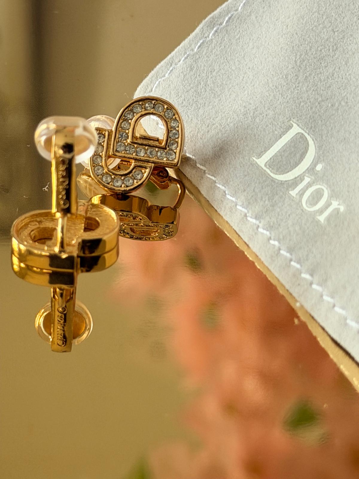 Christian Dior CD Gold Plated Clip On Earrings