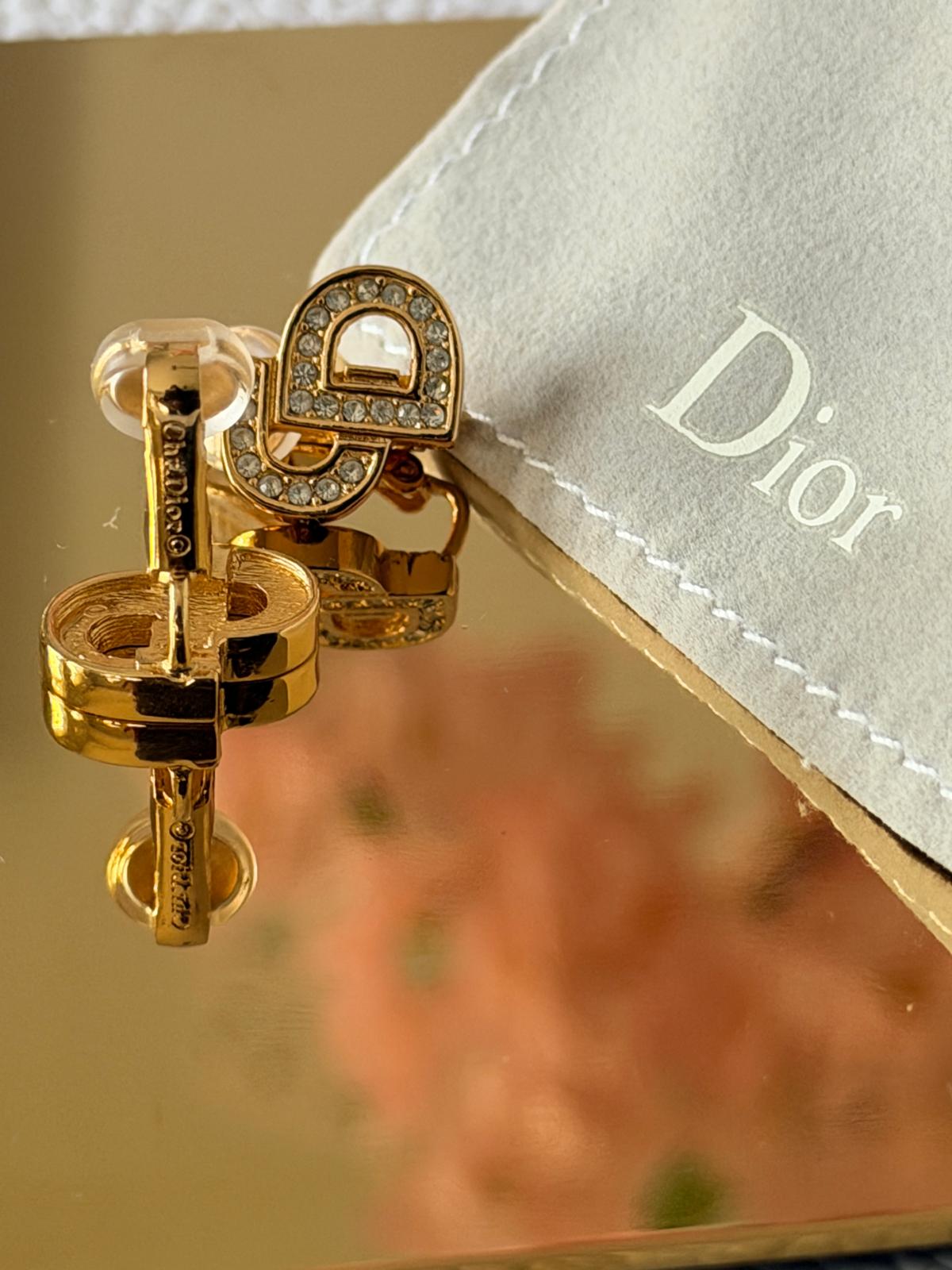 Christian Dior CD Gold Plated Clip On Earrings