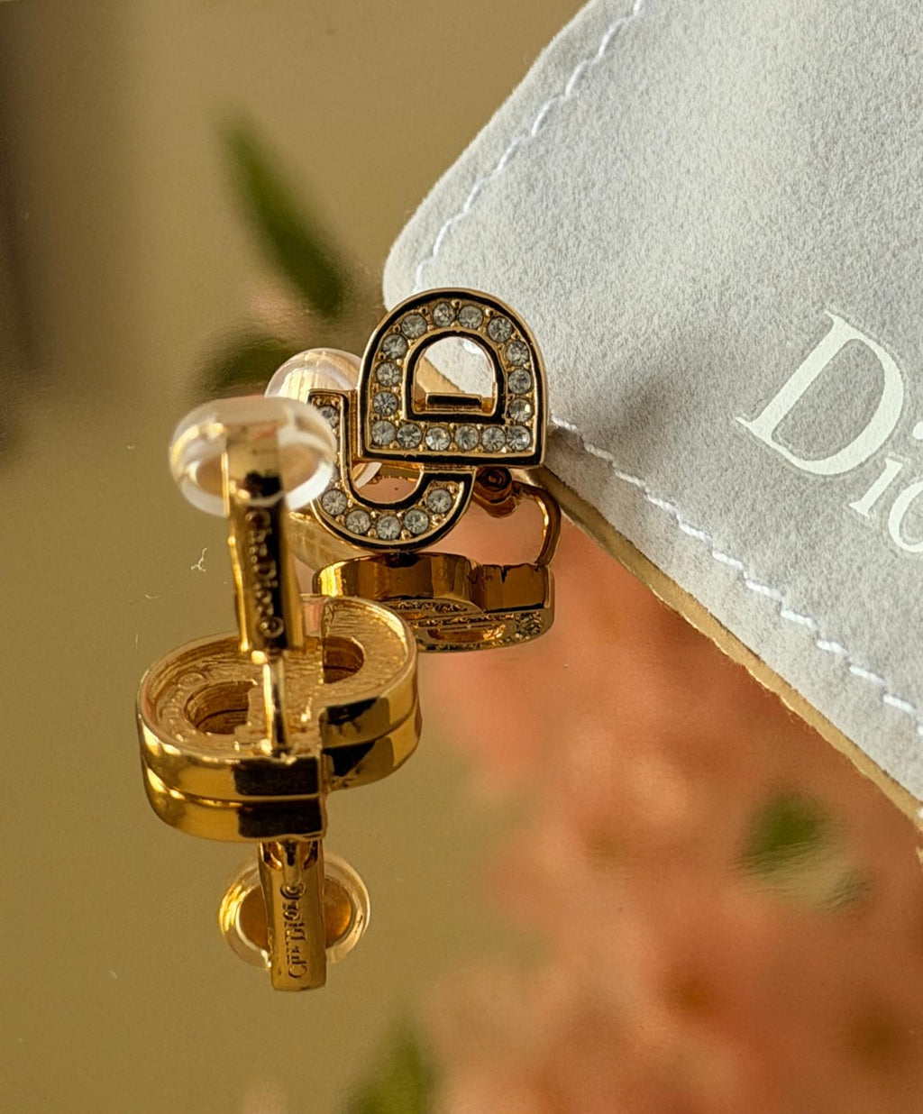 Christian Dior CD Gold Plated Clip On Earrings