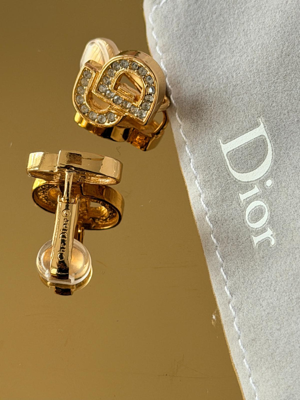 Christian Dior CD Gold Plated Clip On Earrings