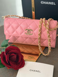 Chanel Matelasse Long Wallet Pink Caviar Leather Gold Hardware