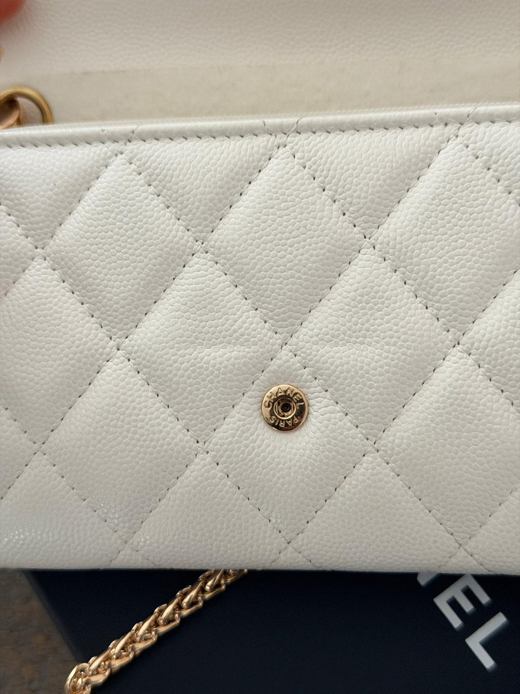 Chanel Matelasse Long Wallet White Caviar Leather Gold Hardware Series 30