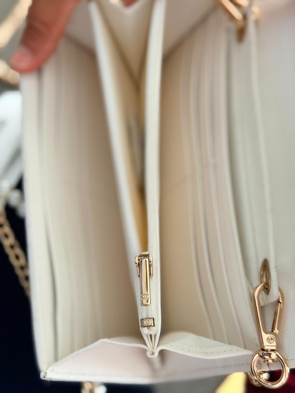 Chanel Matelasse Long Wallet White Caviar Leather Gold Hardware Series 30