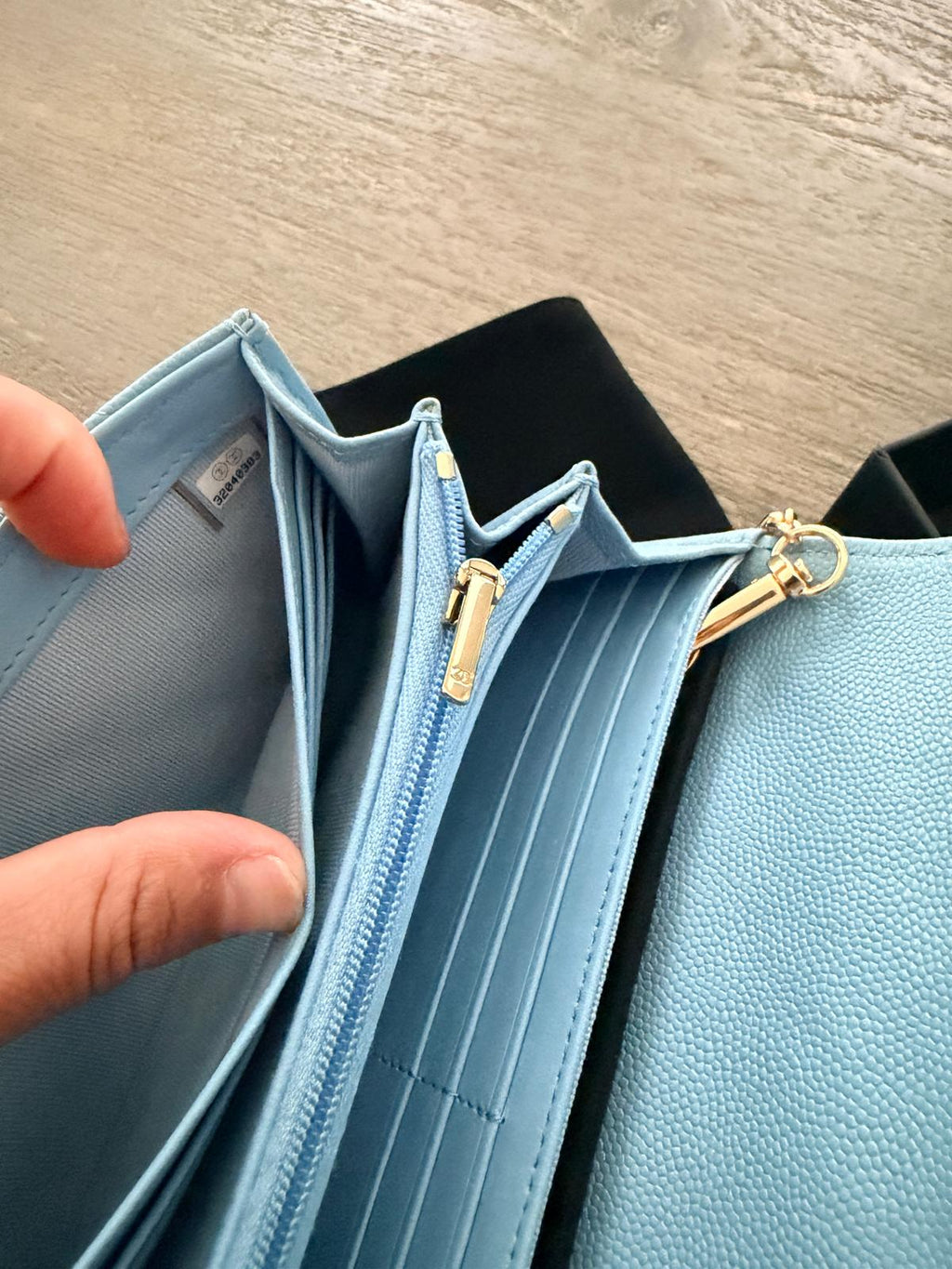 Chanel Matelasse Long Wallet Blue Caviar Leather Gold Hardware Series 32