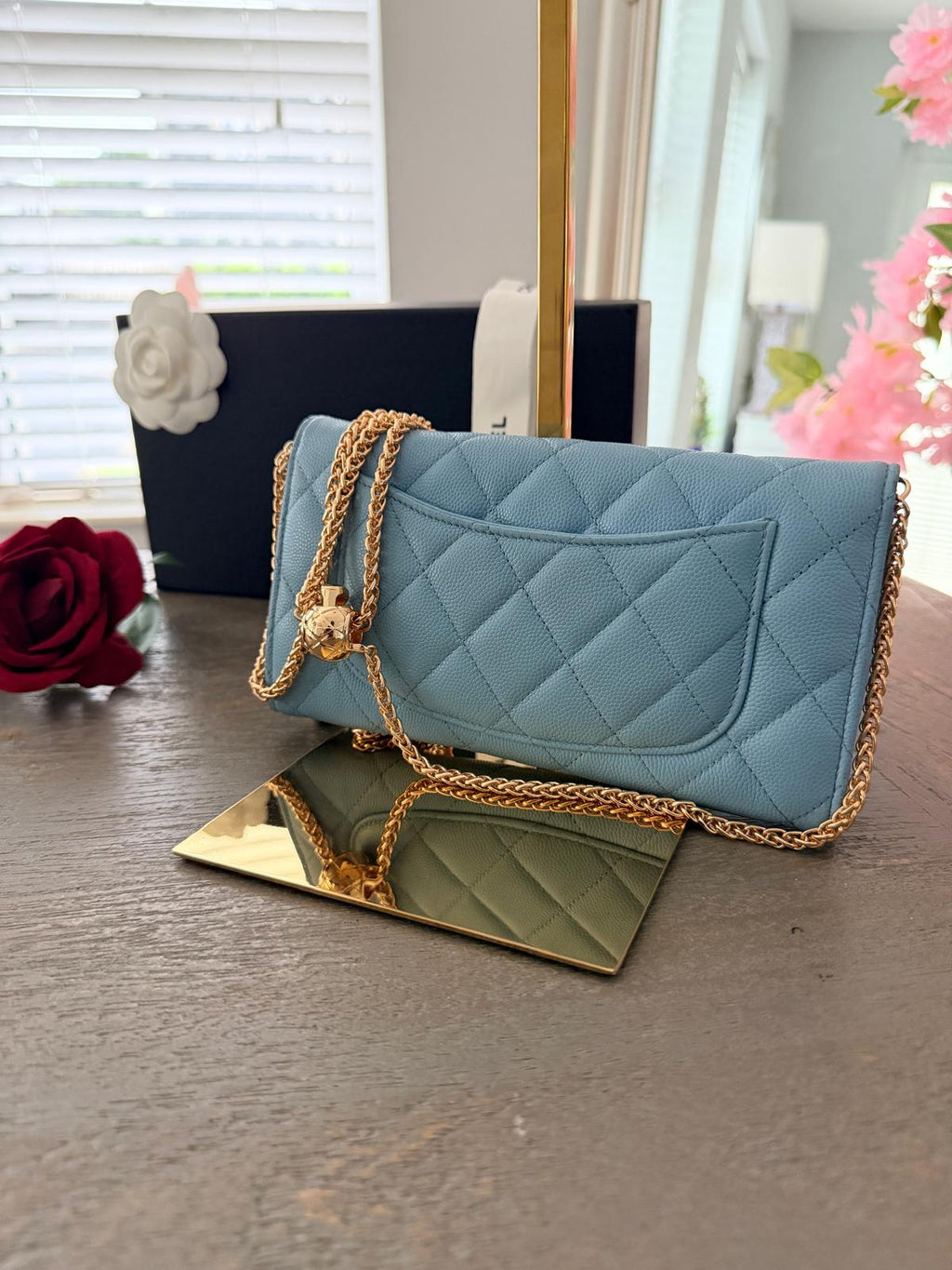 Chanel Matelasse Long Wallet Blue Caviar Leather Gold Hardware Series 32