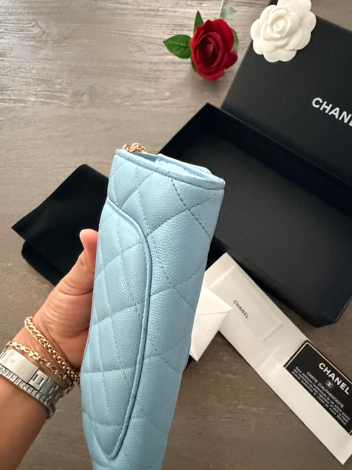 Chanel Matelasse Long Wallet Blue Caviar Leather Gold Hardware Series 32