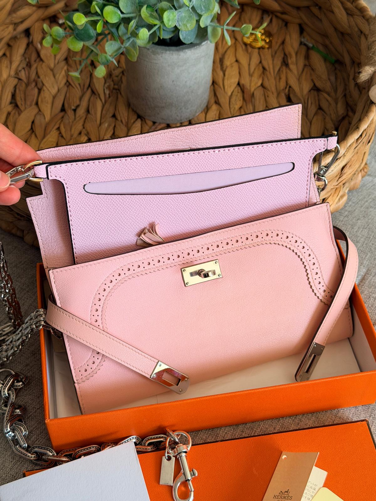 Hermes Kelly Ghillies Limited Edition Long Wallet Rose Sakura Veau Swift Leather