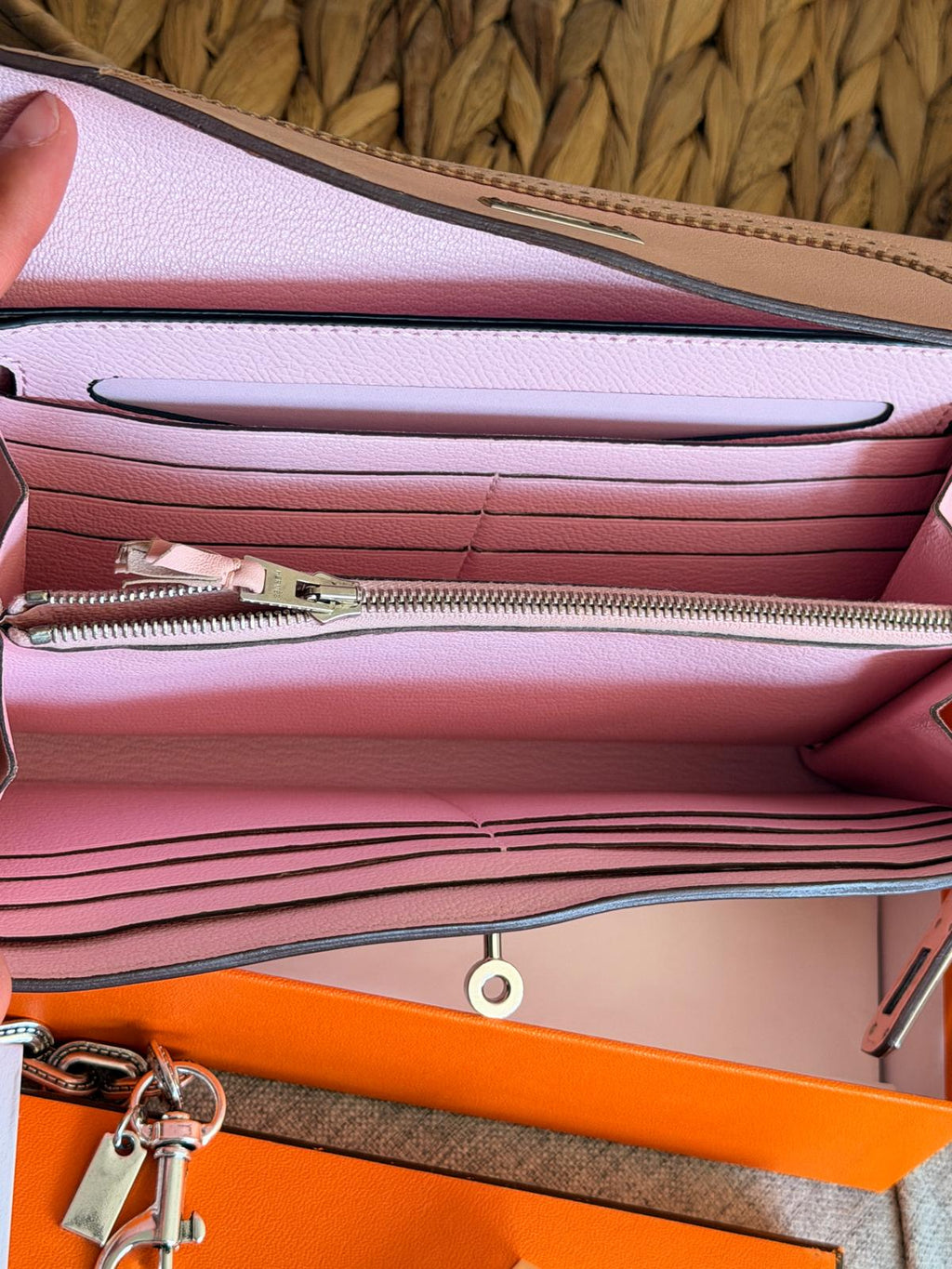 Hermes Kelly Ghillies Limited Edition Long Wallet Rose Sakura Veau Swift Leather