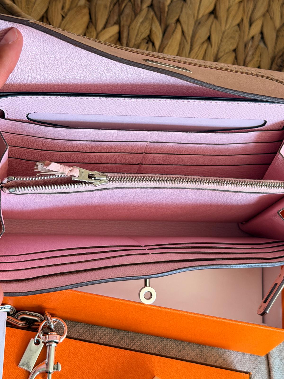 Hermes Kelly Ghillies Limited Edition Long Wallet Rose Sakura Veau Swift Leather