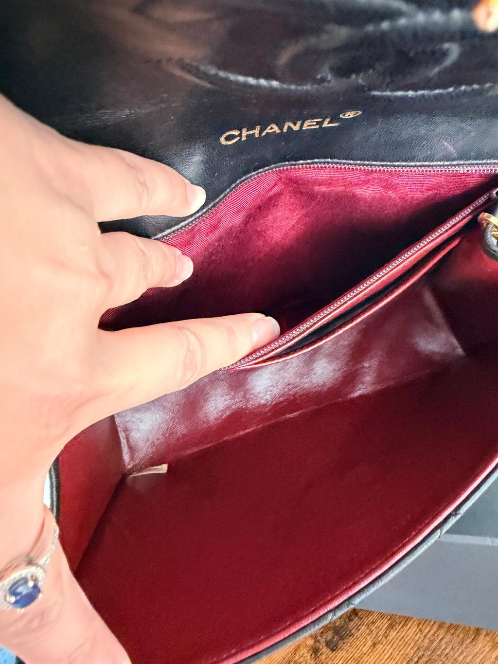 Chanel Vintage Small Shoulder Bag Black Lambskin Leather Gold Hardware