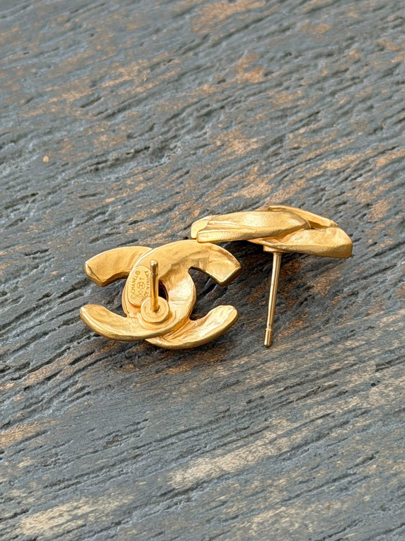 Chanel CC Coco Mark Gold Stud Earrings