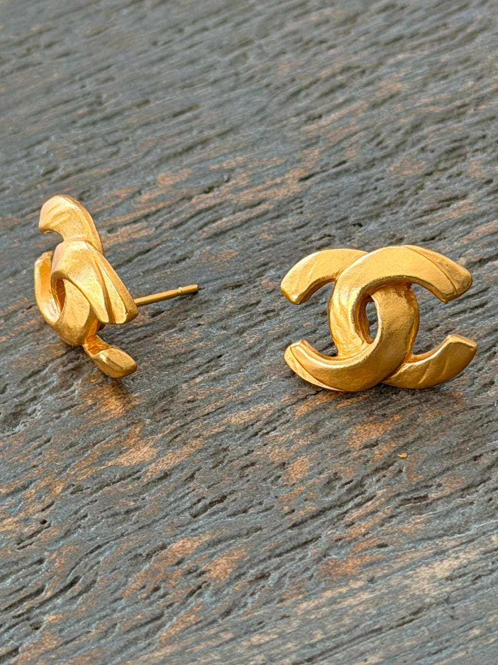 Chanel CC Coco Mark Gold Stud Earrings