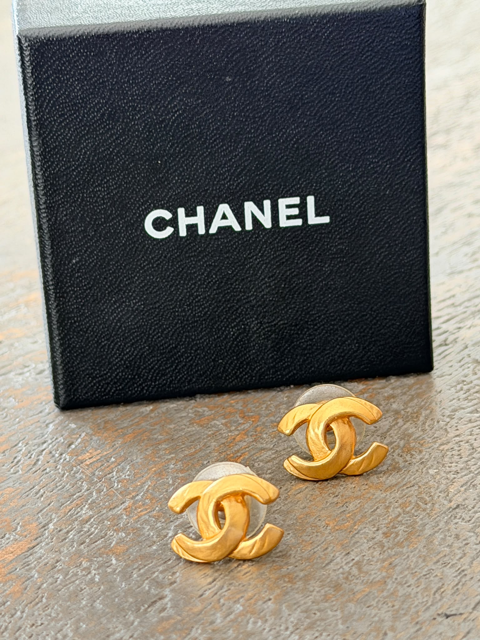 Chanel CC Coco Mark Gold Stud Earrings