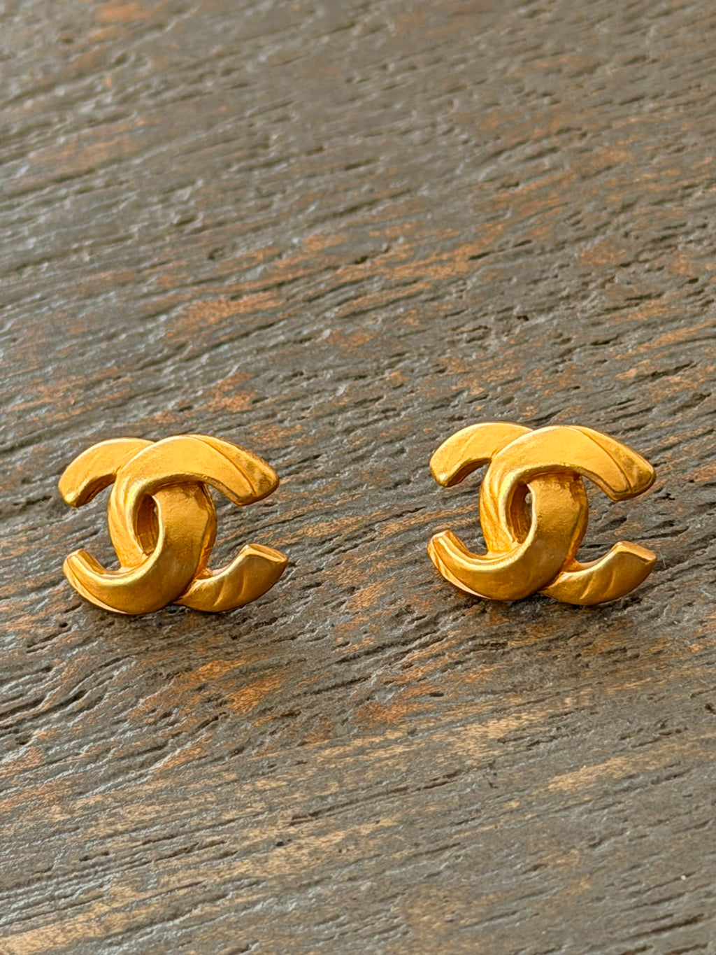 Chanel CC Coco Mark Gold Stud Earrings