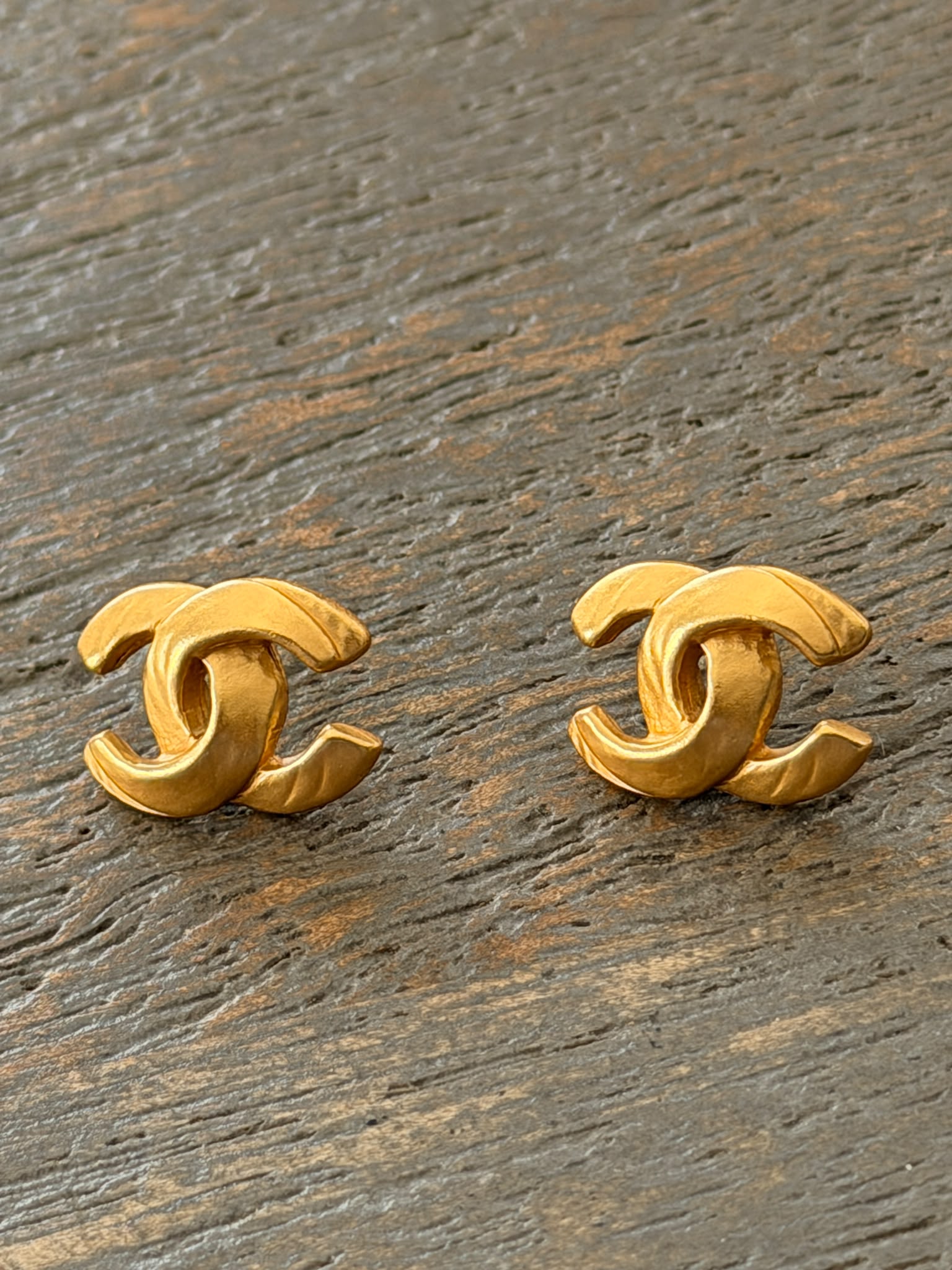 Chanel CC Coco Mark Gold Stud Earrings
