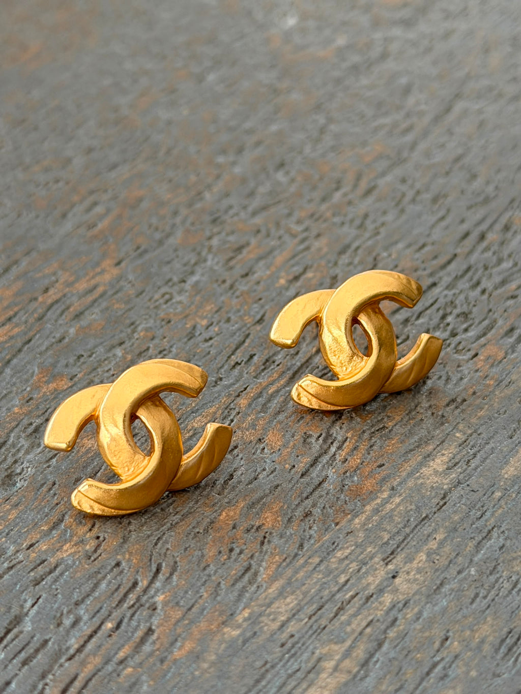 Chanel CC Coco Mark Gold Stud Earrings