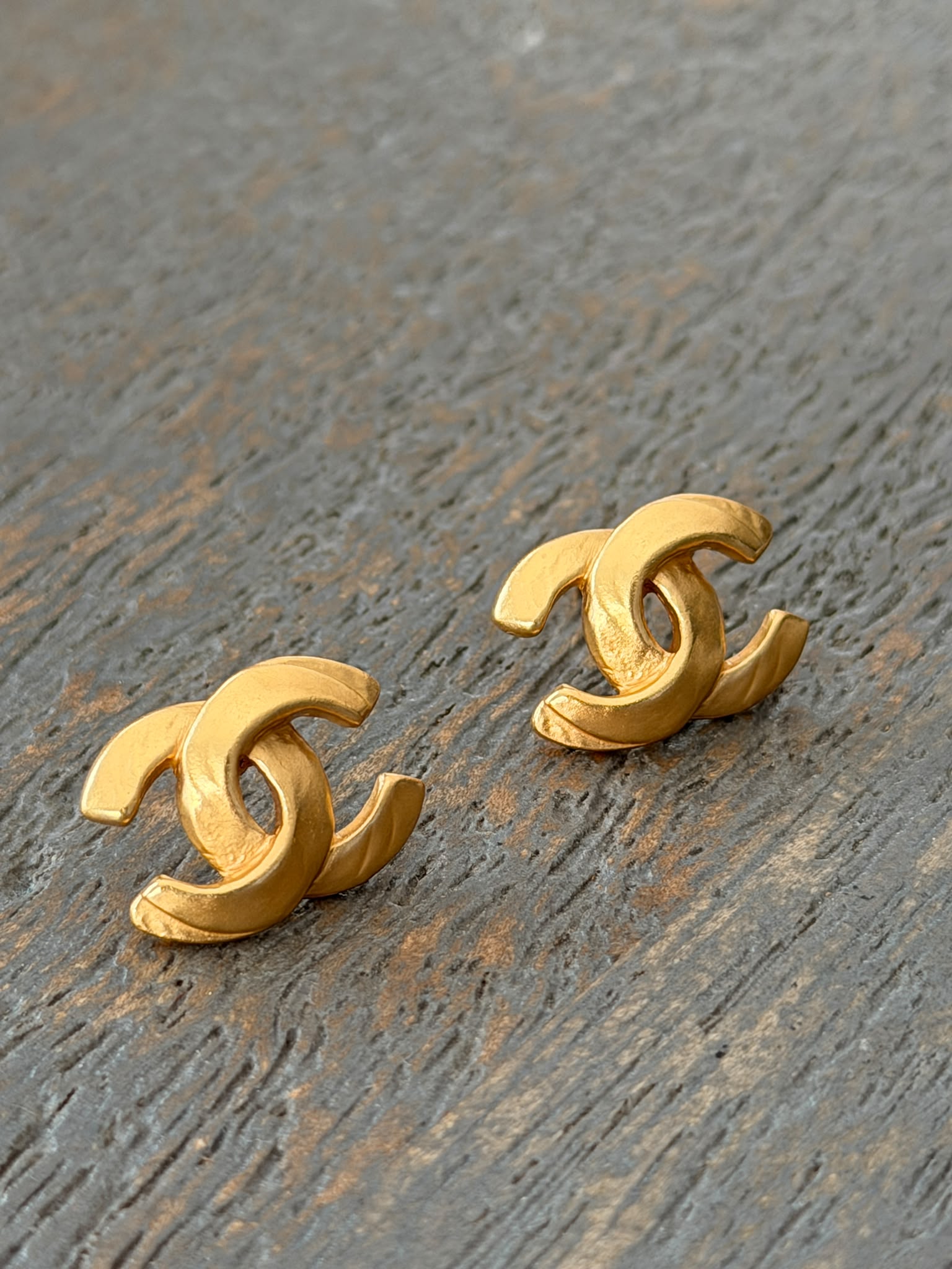 Chanel CC Coco Mark Gold Stud Earrings
