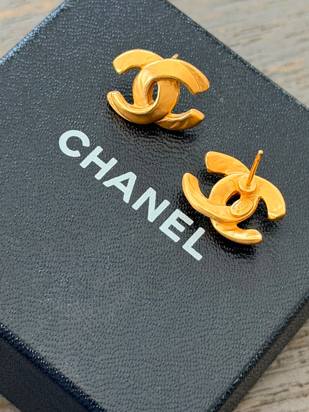 Chanel CC Coco Mark Gold Stud Earrings