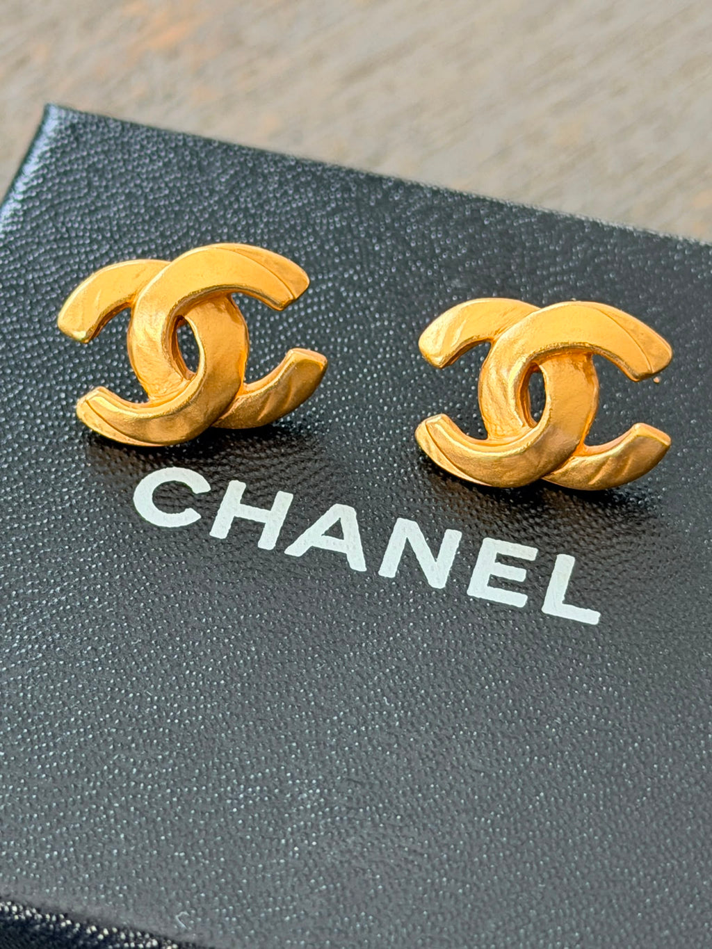 Chanel CC Coco Mark Gold Stud Earrings