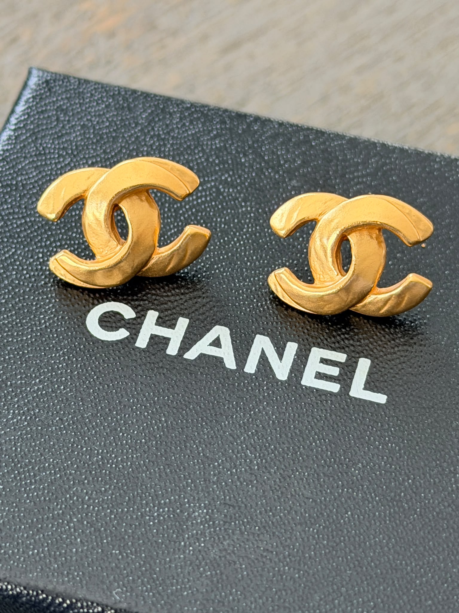 Chanel CC Coco Mark Gold Stud Earrings