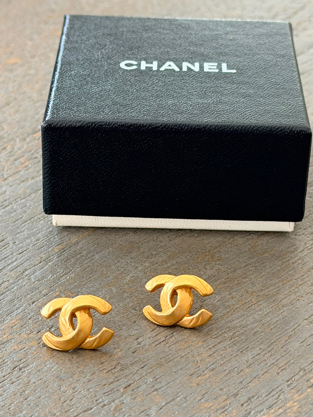 Chanel CC Coco Mark Gold Stud Earrings