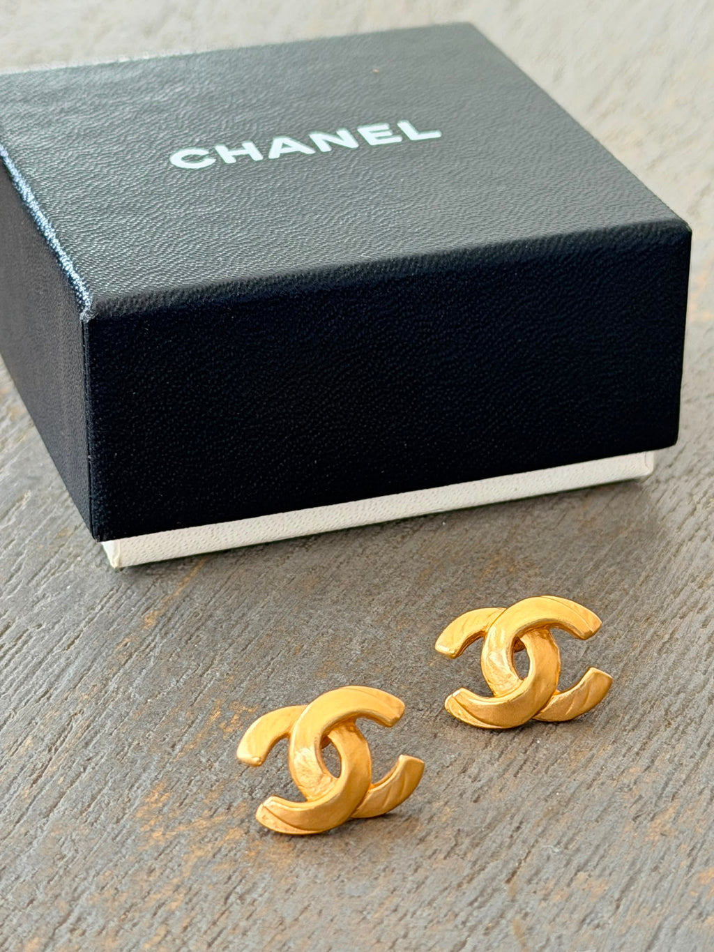 Chanel CC Coco Mark Gold Stud Earrings