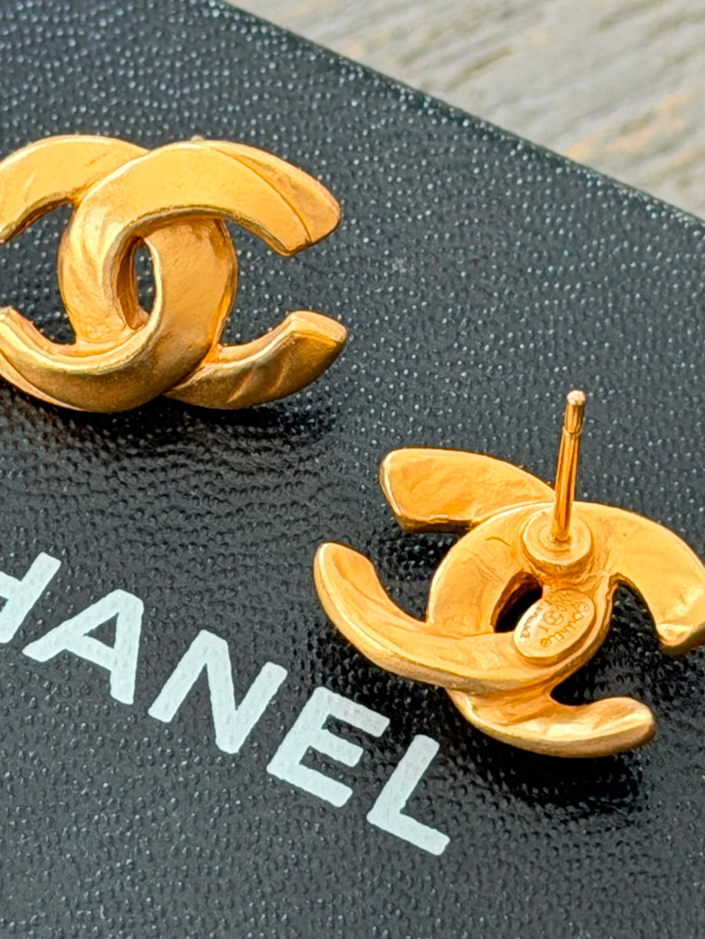 Chanel CC Coco Mark Gold Stud Earrings