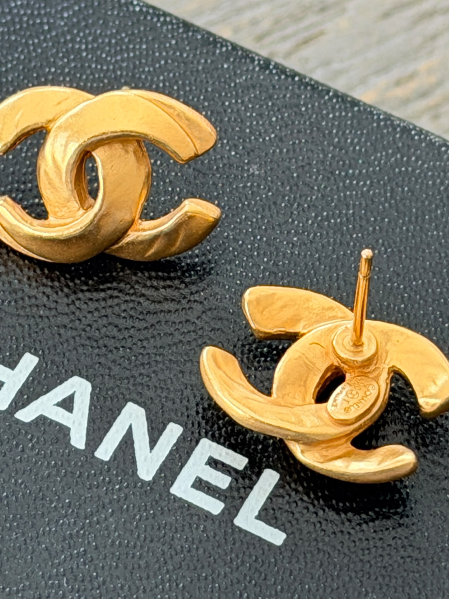Chanel CC Coco Mark Gold Stud Earrings