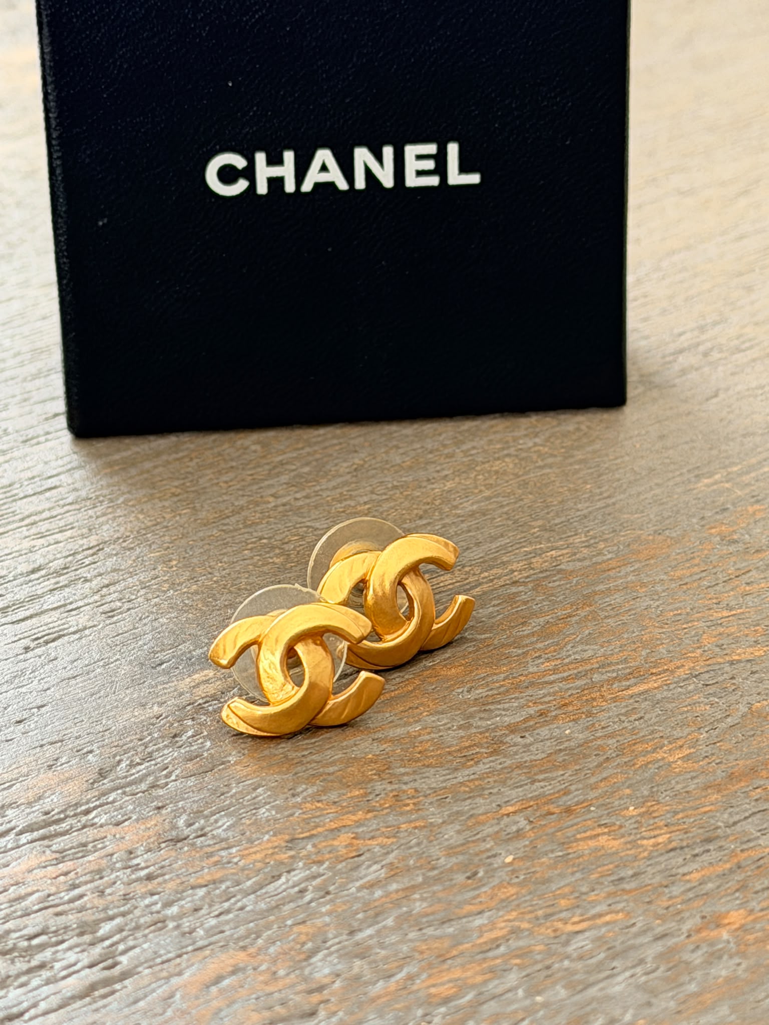 Chanel CC Coco Mark Gold Stud Earrings
