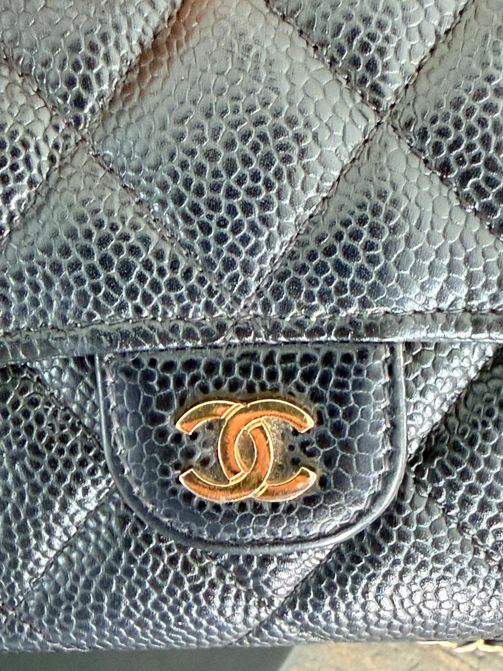 Chanel Matelasse Long Wallet Black Caviar Leather and Gold Hardware