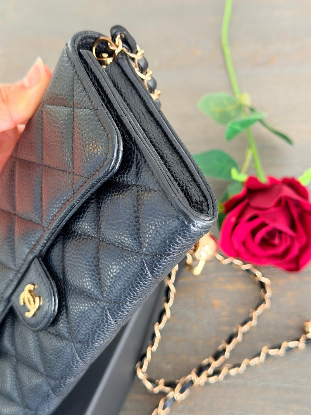 Chanel Matelasse Long Wallet Black Caviar Leather and Gold Hardware