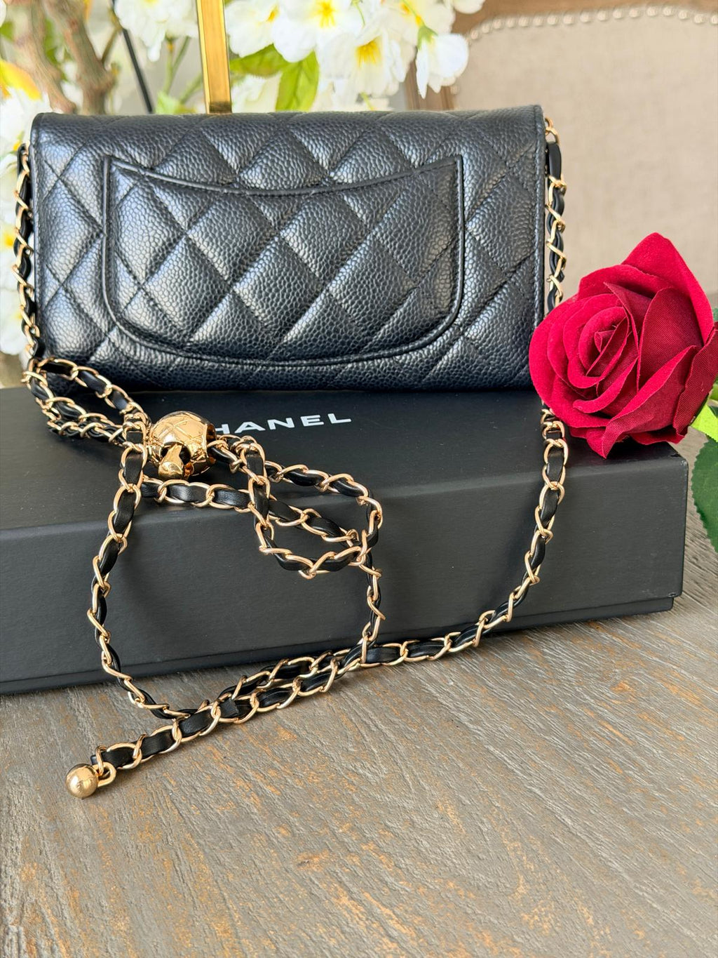 Chanel Matelasse Long Wallet Black Caviar Leather and Gold Hardware