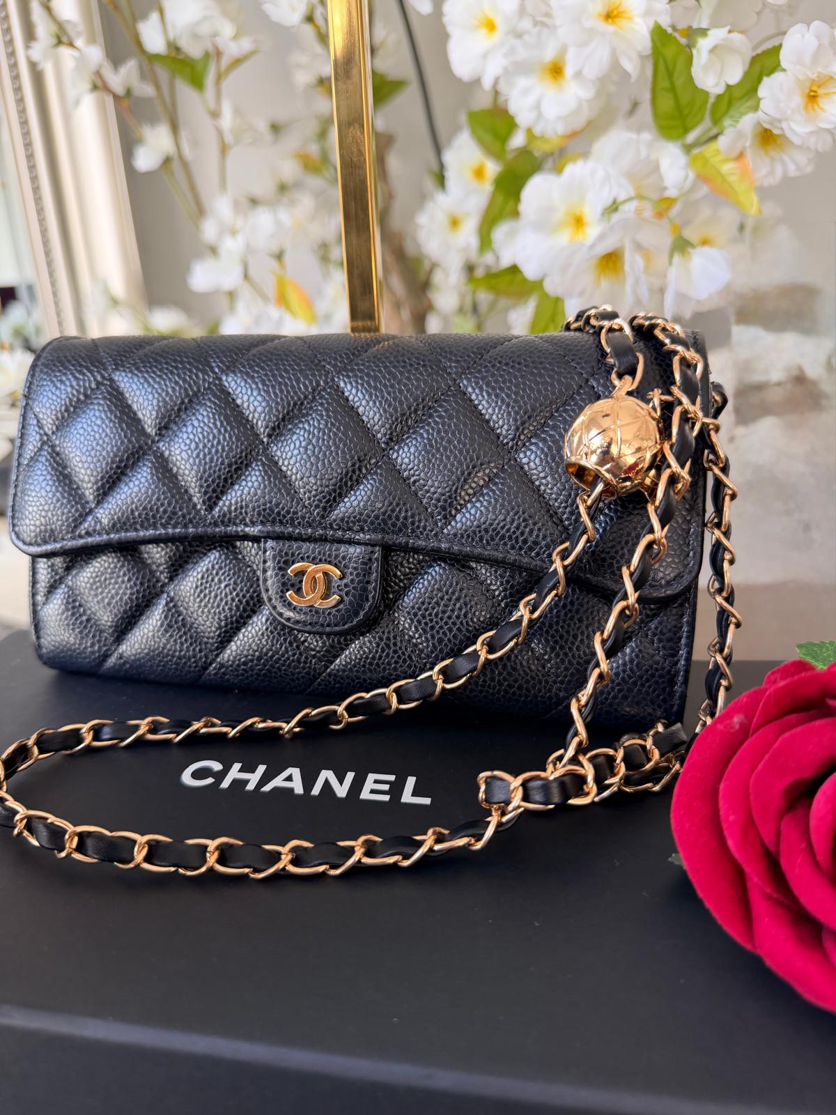 Chanel Matelasse Long Wallet Black Caviar Leather and Gold Hardware