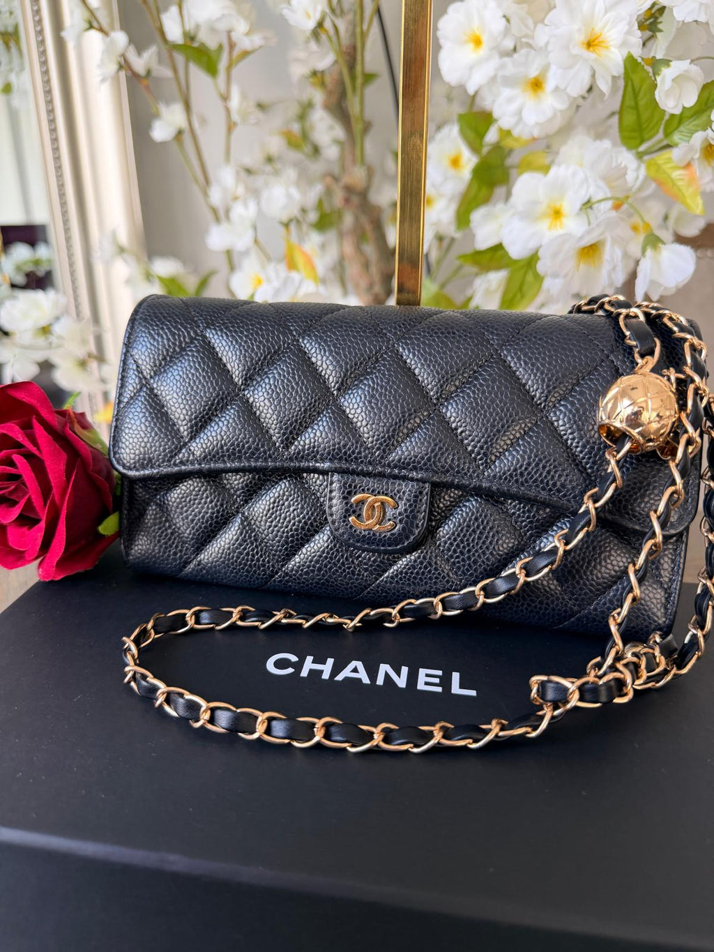 Chanel Matelasse Long Wallet Black Caviar Leather and Gold Hardware