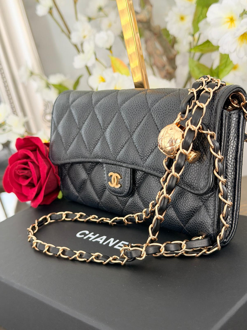 Chanel Matelasse Long Wallet Black Caviar Leather and Gold Hardware