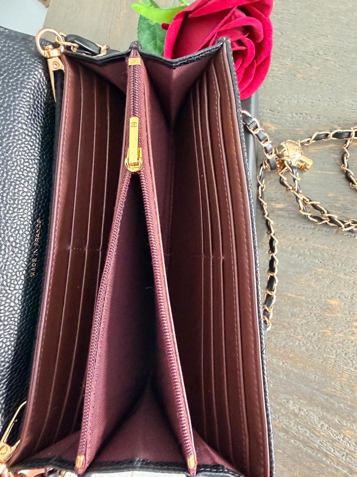 Chanel Matelasse Long Wallet Black Caviar Leather and Gold Hardware