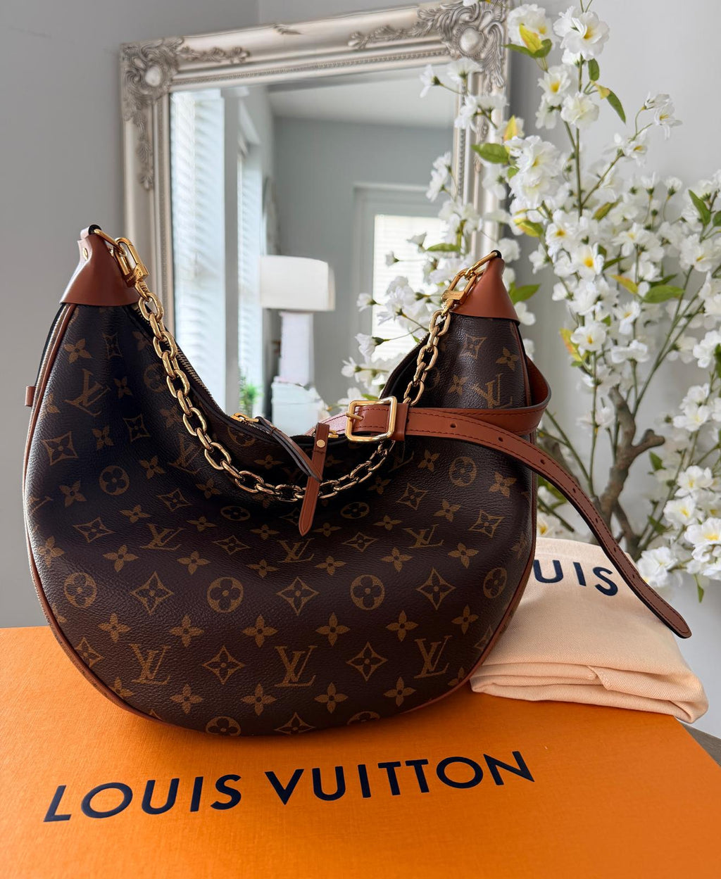 Louis Vuitton Loop Hobo Bag Monogram & Monogram Reverse with Gold Hardware