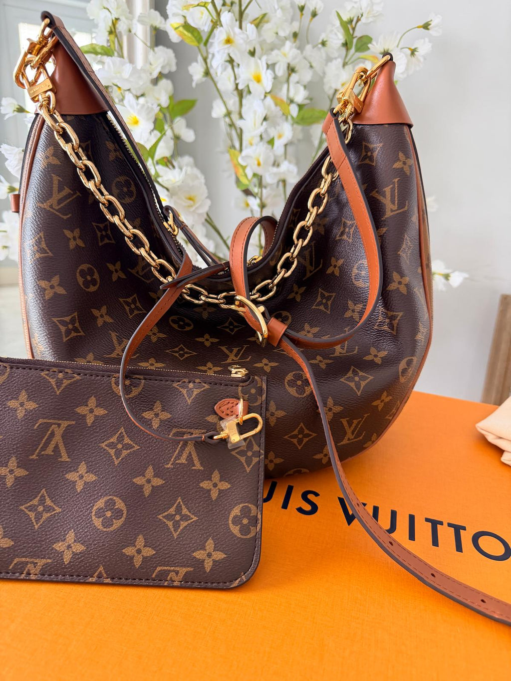 Louis Vuitton Loop Hobo Bag Monogram & Monogram Reverse with Gold Hardware
