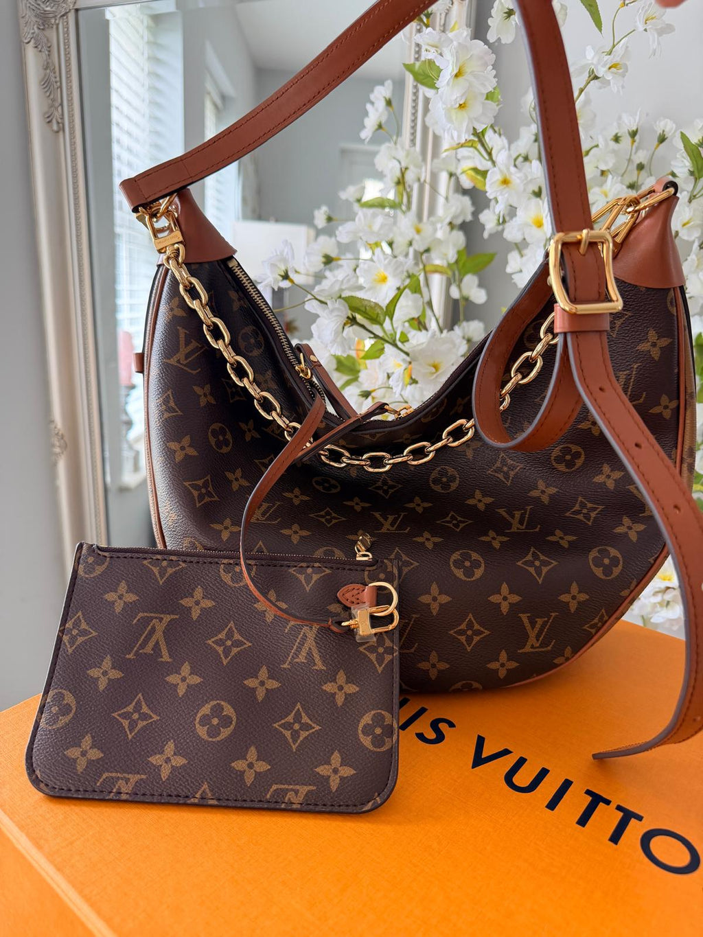 Louis Vuitton Loop Hobo Bag Monogram & Monogram Reverse with Gold Hardware