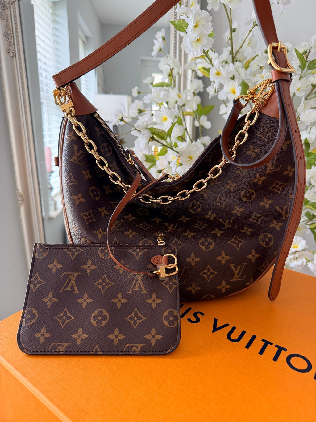 Louis Vuitton Loop Hobo Bag Monogram & Monogram Reverse with Gold Hardware
