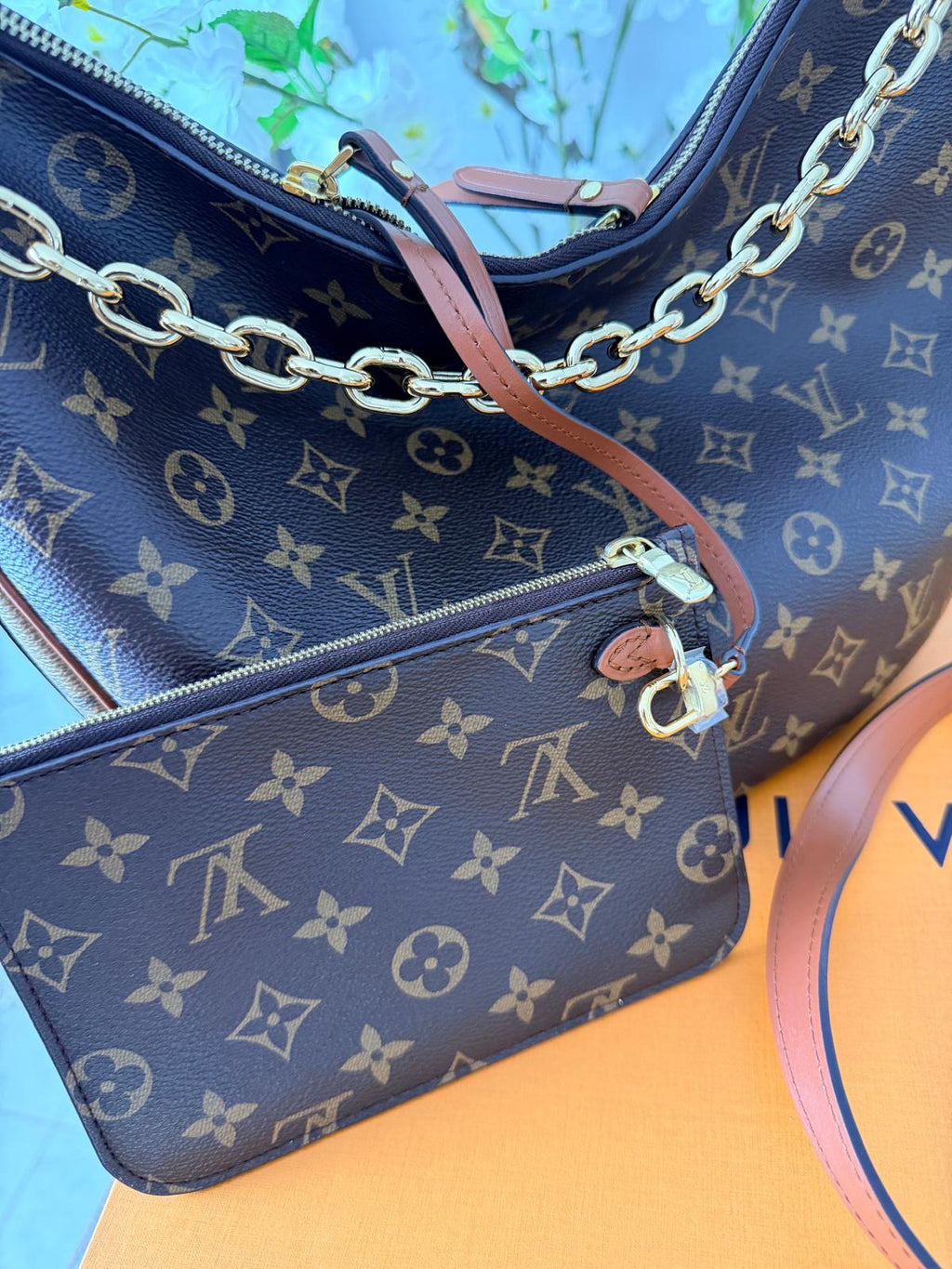 Louis Vuitton Loop Hobo Bag Monogram & Monogram Reverse with Gold Hardware